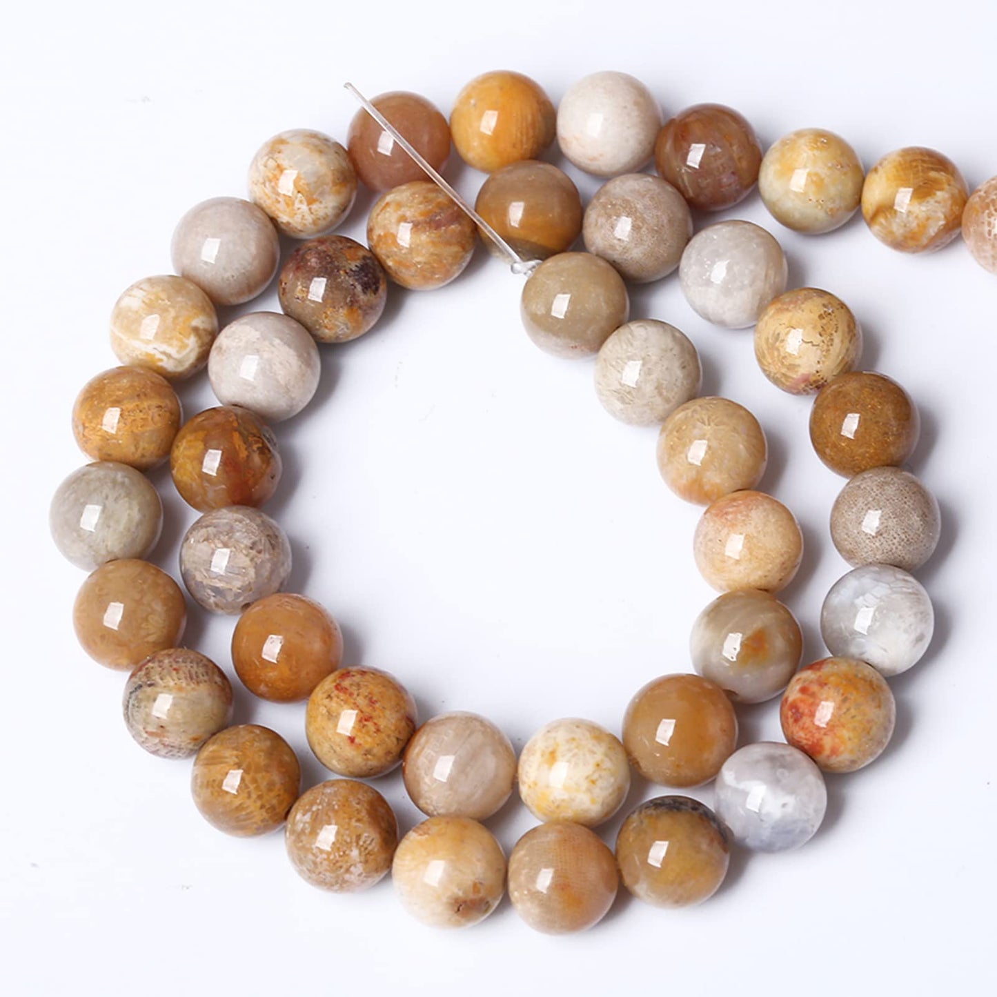 120PCS 6MM Natural Stone Coral Jade Chrysanthemum Beads for Jewelry Making DIY Bracelet