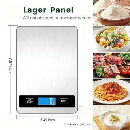 Digital Pet & Kitchen Scale 15kg/33lb, Stainless Steel Platform Food Scale with High Precision 1g/0.04oz, Gram Ounces Conversion, LCD Display, Easy Clean for Cooking Baking Shipping & Pet Weight