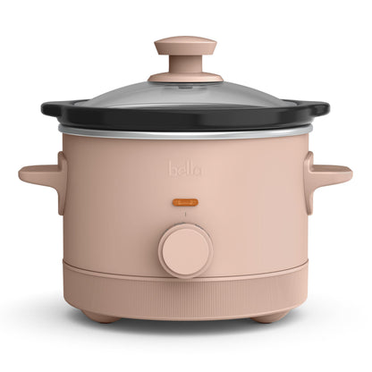 bella 1.5 Qt Slow Cooker with 3 Heat Manual Control, Ceramic Nonstick Coating, Dishwasher Safe Stoneware Pot and Tempered Glass Lid, Tangle Free Cord Wrap & Cool Touch Handles, Blossom