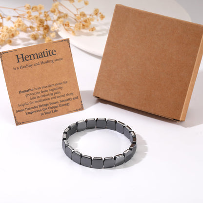 DONYUDE Unique Fathers Day Bracelet Gifts Hematite Bracelet for Men Heavy Arrowhead Hematite Bracelets for Dad Grandpa Reignites Masculine Energy Birthday Gift for Men Crystal Jewelry