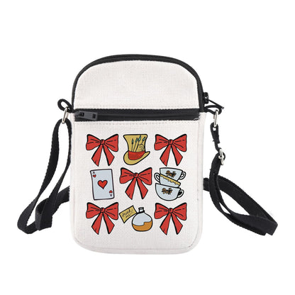 BNQL Alice Crossbody Bag Fairy Tale Fans Gift Mad Hater Hat Gifts Night Tea Party Gifts Mad Hatter Tea Party Shoulder Bag