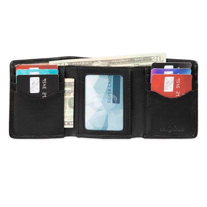 Tommy Bahama Mens Leather Trifold Wallet Black Pebble