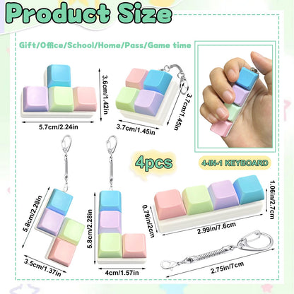 5 Pcs Keyboard Fidget Toy,Mechanical Key Board Button Clicker Keychain,Keycap Clicky Stress Relief Gift Office Toy to Pass The Time(Macaron Colors)
