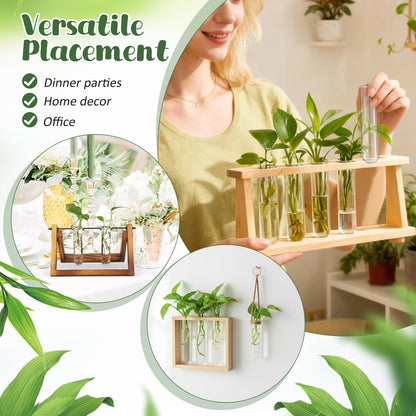 Veemoon Glass Test Tube Vase Propagation Station 5pcs 2.5x3x11cm Hydroponic Plant Terrarium Tubes for Home Decor and Office Display