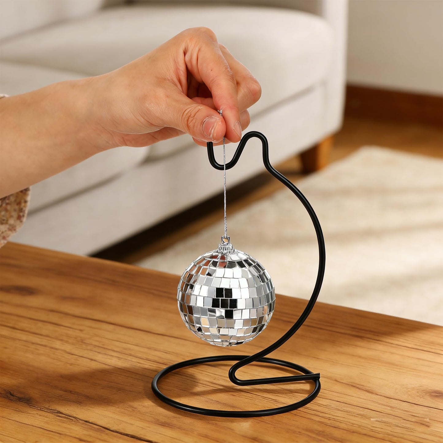 kenaeooe 20 Pcs Iron Ornament Display Stand, Hanging Holder for Glass Globe Terrarium Air Plant Witch Ball and Christmas Ornament Home Wedding Decoration, Black