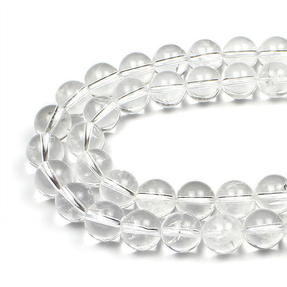 MJDCB 7A Natural White Clear Quartz Round Beads Gemstone Beads for DIY Necklace Bracelat Jewelry Making Strand 15" (6mm)