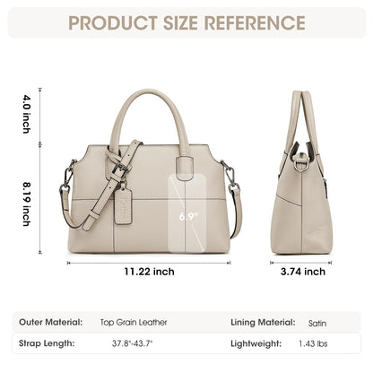 Kattee Genuine Leather Handbags for Women, Soft Hobo Satchel Shoulder Crossbody Bags Ladies Purses (Meduim)