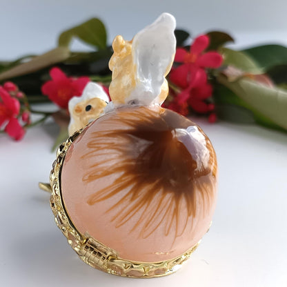 zltSunshine Enamel Oak Fruit & Squirrel Jewelry Holder Ring Necklace Earring Trinket Box Hand Painted Oak & Squirrel Ornamental For Home & Office Decor Gift For Family Friends Coffee
