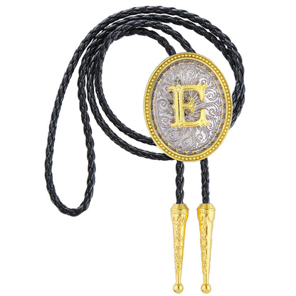 GelConnie Cowboy Ties for Men Western Initial Letters Bolo Tie ABCDJMR to Z Leather Necktie Jewelry Accessories for Men Women