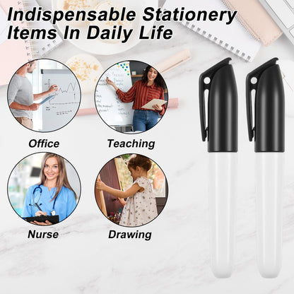 JOUTYFOR 100 Pcs Mini Dry Erase Markers for Nurses Badge Erasable Whiteboard Markers with Cap Back to School Low Odor Dry Erase Pens for Office Classroom Supplies (Black Ink)