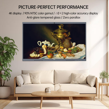 JAV 55" Smart Board Pro Google EDLA Certified 4K UHD Interactive Whiteboard for Classroom Office All-in-One Touchscreen Display with 48MP AI Camera 100W Soundbar Android 14 8+128GB Wall Mount Included