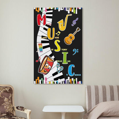 LINWDSB Music Themed Poster Musical Notes Wall Art Colorful Music Poster for Kids Students Classroom School Chalkboard Nursery Wall Back to School Supplies Unframe style 12x18inch(30x45cm)