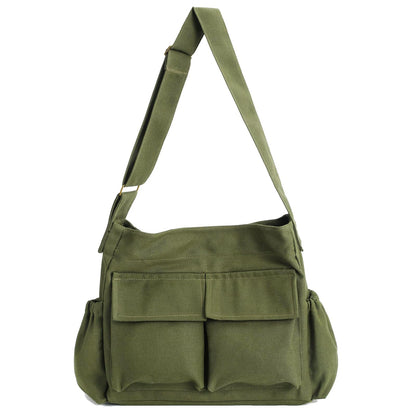 VODIU Canvas Messenger Bag Large Hobo Crossbody bags for Women,Men, Shoulder Tote Handbags with Laptop pocket Green