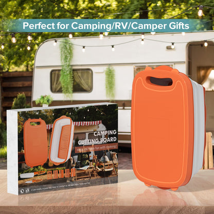 Gintan Camping Cutting Board, 9-in-1 Collapsible Chopping Board with Colander, Kitchen Vegetable Washing Basket for Camping, Camping Gifts Camping Accessories for RV Campers (Blue+Grey)