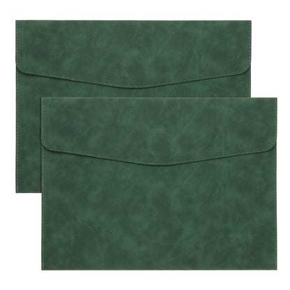 PATIKIL PU Leather A4 File Folder, 2Pcs Document Holder Filing Organizer Portfolio Envelope Folder Case with Snap Closure for Letter Receipt, Green