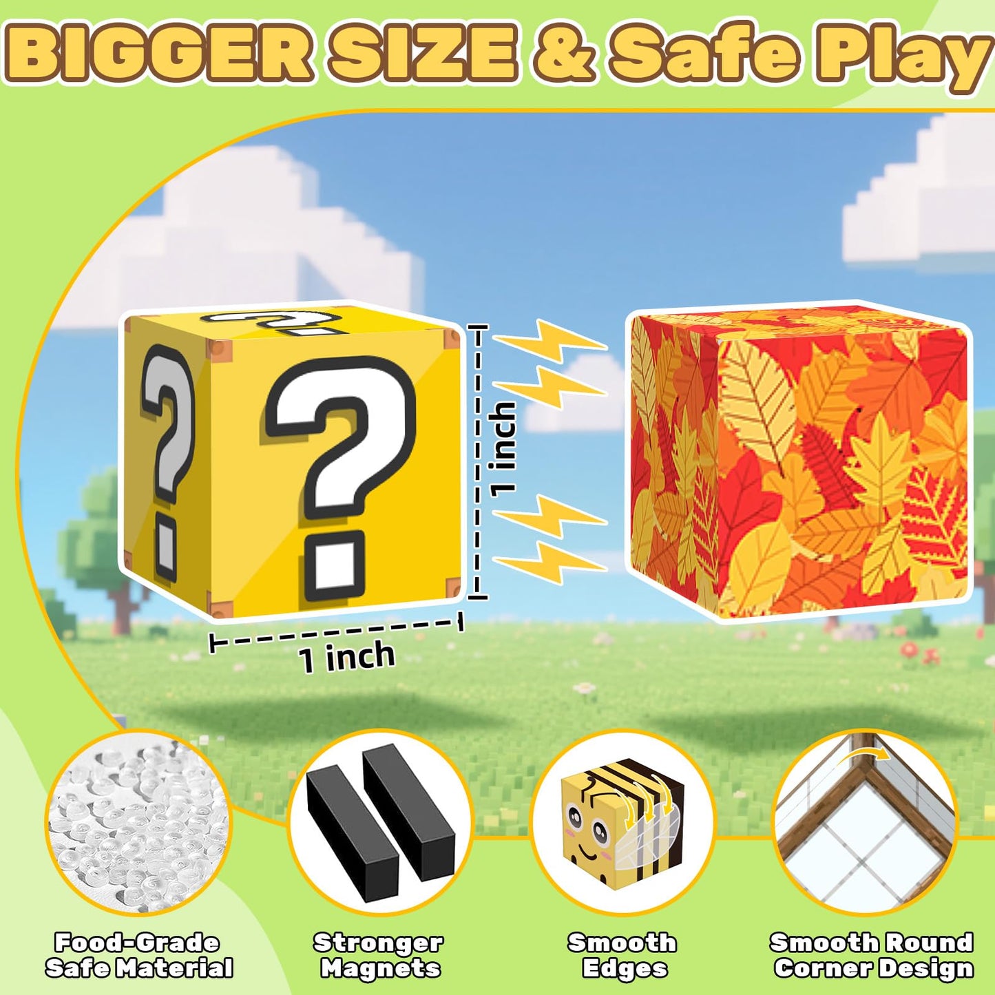 LionFuny 200PCS Magnetic Blocks,Magnetic Building Blocks Stacking Toys,Magnet Toys Building World Set, STEM Sensory Christmas Birthday Gift for Toddlers Boys Kids Age 3 4 5 6 7 8,Upgrade 1" Large Size