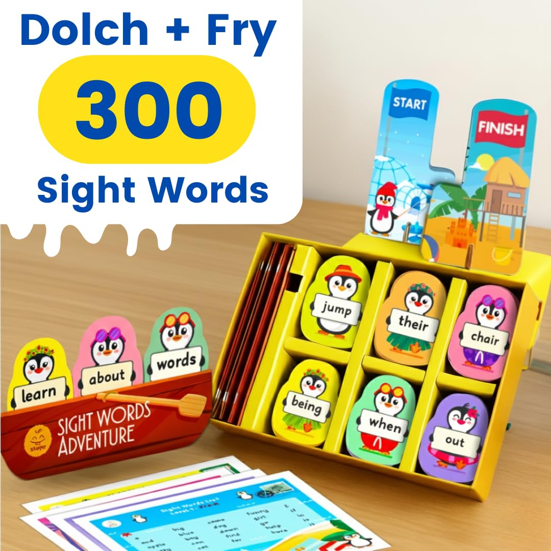 Zicster Sight Words Adventure Game | 300 High-Frequency Words for Pre-K to Grade 2 | Sight Word Flash Cards | Preschool Learning Activities | Classroom Must Haves | Kids Ages 3–6 | Up to 4 Players