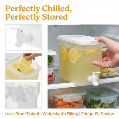 Jucoan 2 Pack 0.9 Gallon Fridge Beverage Drink Dispenser with Leak-proof Spigot, Plastic Cold Drink Juice Beverage Dispenser Jug for Party Drink, Juice, Iced Tea, Lemonade, Cold Brew