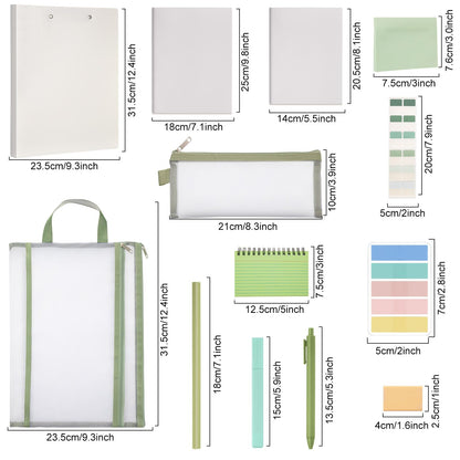 Colarr 54 Pcs Cute Notebook Stationery Set for Women, Bible Study Supplies, 6 Lined Notebooks, 36 Pens, Sticky Notes & Tabs, Bags & Folders for Work Journal Study College Office Supply(Green)