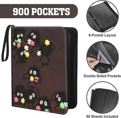 9-Pocket Trading Card Binder & Sports Card Book, 3-Ring Zipper Album Holds 900 Cards with 50 Removable Pages, Fits Standard 2.5" x 3.5" Game & TCG Cards, Water-Resistant PU Cover | 3-Ring Zipper Album, Holds 900 Cards, 50 Removable Pages, Fits 2.5" x 3...