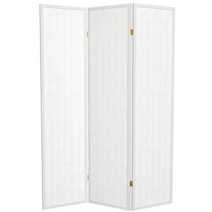 Red Lantern 6 ft. Tall Window Pane Shoji Screen - White - 3 Panels