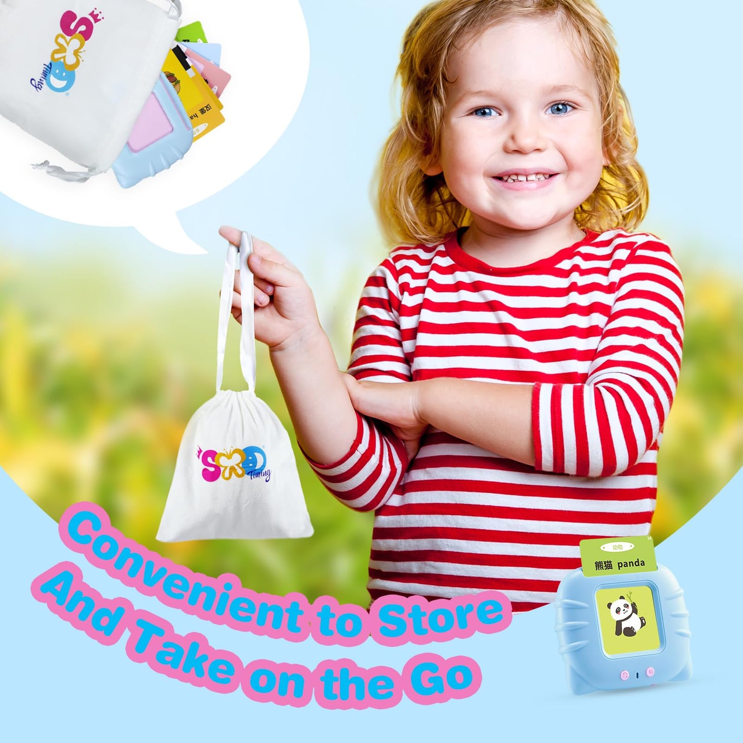 TimingSXD Chinese & English Bilingual Talking Flash Cards for Toddler/Beginning - Learning Educational Toy to Learn Chinese/English,Talking Flash Cards for Ages 2+