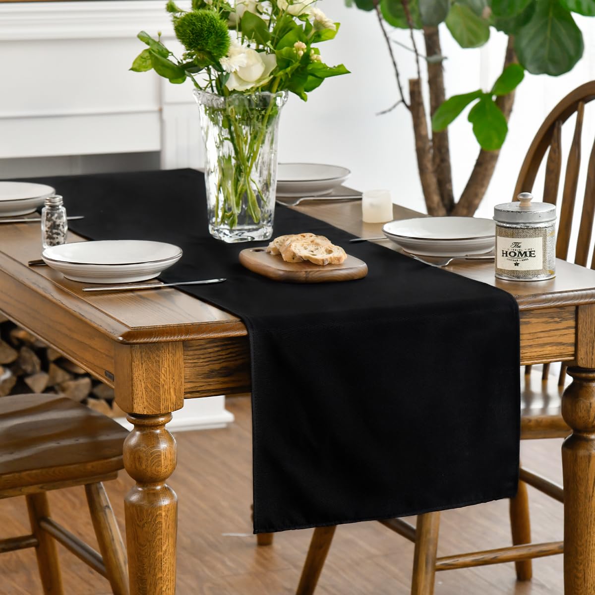 Artoid Mode Black Table Runner, Seasonal Halloween Washable Kitchen Dining Table Decoration for Home Party Decor 13x120 Inch