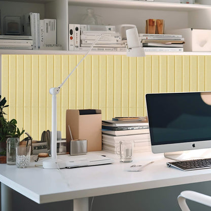 Honoson 12 Pack 48"x 36" Large Cork Board Alternative Felt Bulletin Board Wall Tiles with Safe Square Adhesive Roll Cork Tiles for Walls Home Office Classroom Back to School Pin Panels(Light Yellow)