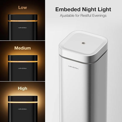 Airversa Waterless Diffuser, Smart Tower Diffuser with App Control, Cold Air Scent Diffuser Oil Machine for Homes Offices Hotels, 300mL Capacity, Up to1500 sq ft, DC-12V/1A Plug, RDX Silver Kit