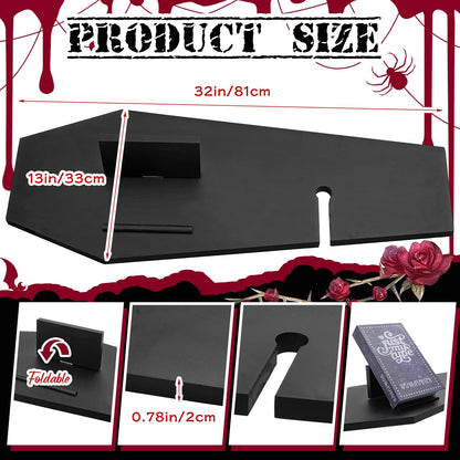 Barydat Halloween Decorations Coffin Bath Tray Gothic Coffin Serving Tray with Tablet Stand Spooky Goth Bathtub Caddy Black Wood Bath Board for Halloween Home Decor Bathroom Accessories