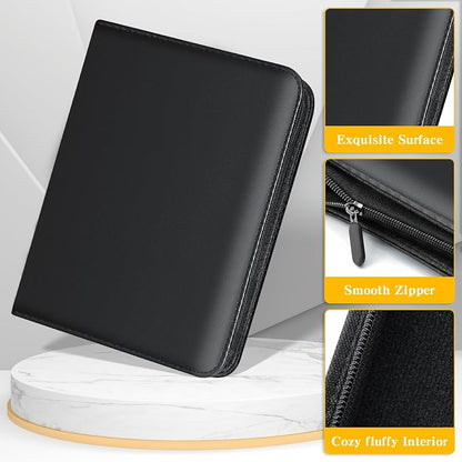 Jumbo Card Binder for PKM – WITHYU PU Leather Ringless Card Collection Binder with 60 Pockets, 5.7'' x 7.9''Card Holders Storage Album for Game Card (Black)