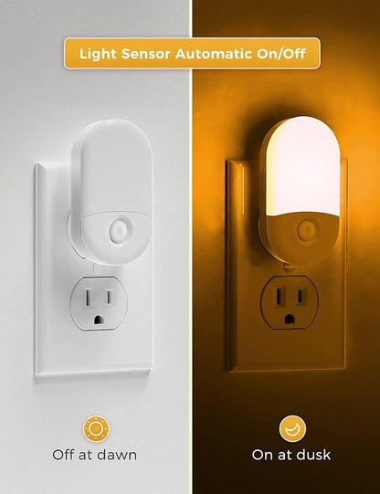 L LOHAS LED Amber Night Light, Night Lights Plug into Wall[4 Pack], 2000K LED Nightlight, Dusk to Dawn Sensor, 30/60LM Adjustable Brightness, Automatic Low Blue Night Light for Kid, Bathroom, Hallway