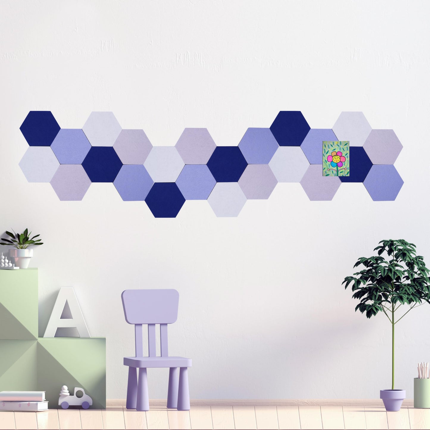 Afumazi 8Pcs Hexagon Felt Cork Board Tiles Self Adhesive Bulletin Board, Pin Board for Wall Decor Memos Photos Display (Set B)