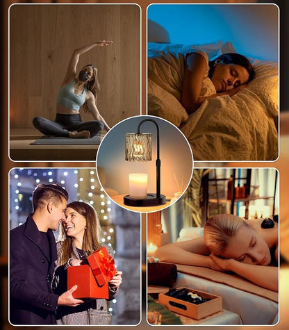 Candle Warmer Lamp Electric Timer: Dimmable Candles Warming Lamps - Height Adjustable Burner Jar - No Flame Scented Melts Wax - All Candle Jars Home Decor Table Light