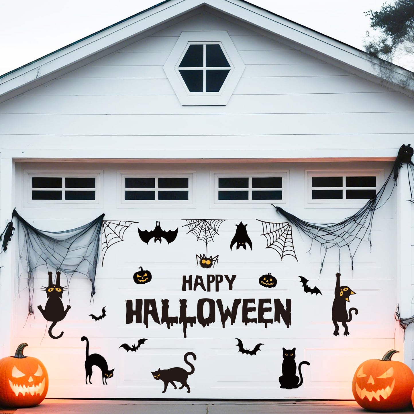 JarThenaAMCS 30 Pcs Halloween Garage Magnets Decoration Black Cat Bat Pumpkin Spider Web Garage Door Decals Magnetic Refrigerator Stickers for Halloween Party Home Car