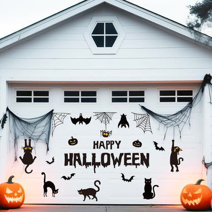 JarThenaAMCS 30 Pcs Halloween Garage Magnets Decoration Black Cat Bat Pumpkin Spider Web Garage Door Decals Magnetic Refrigerator Stickers for Halloween Party Home Car