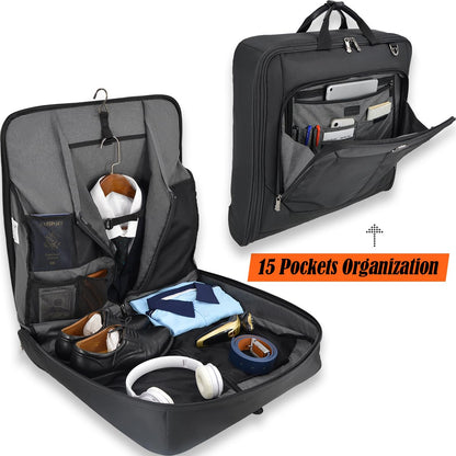WELKINLAND 3-Suits Garment Bag for Travel with Toiletry Bag, 30L-Large Suit Carry On Garments Bag for Travels, 15-Pockets Suits Holder Travel Bags, Wrinkle-Free Suit and Dress Garment Bag for Travels