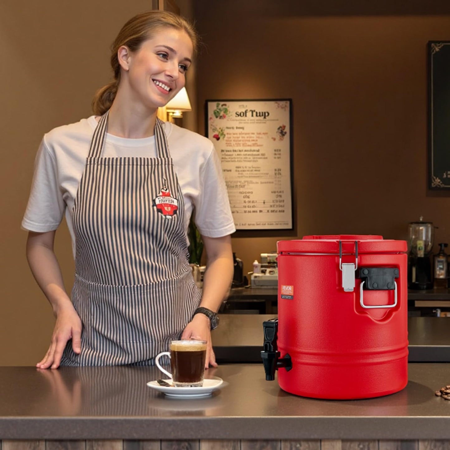 VEVOR Insulated Beverage Dispenser, 3 Gal/11.4L Thermal Hot and Cold Drink Server Dispenser with Spigot, Food-Grade Cooler Jug with 304 Stainless Steel Interior, for Tea Coffee Restaurant Outdoor