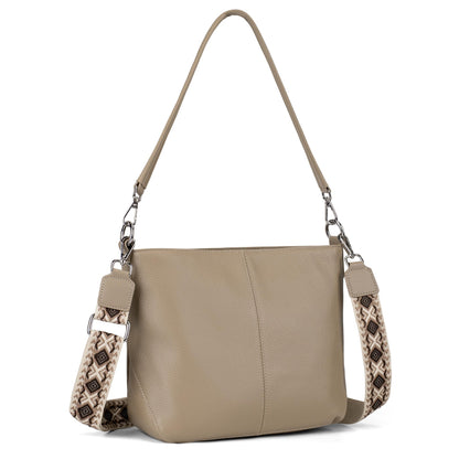 befen Genuine Leather Purse for Women, Soft Leather Crossbody Hobo Bag Women's Shoulder bag Handbags with 2 Removable Straps Designer Cross Body Purses for Everyday & Travel & Work Taupe