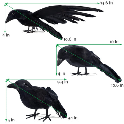 ATDAWN Halloween Birds, Black Feathered Crows, Realistic Looking Halloween Decoration Birds (3 Pack)