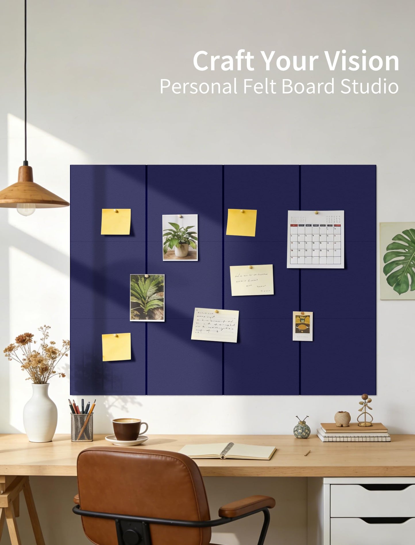 Large Bulletin Board 48"x 24" Cork Boards for Walls, 8 Pack Felt Wall Panels Photo Board, Cork Board for Office Home Pin Board