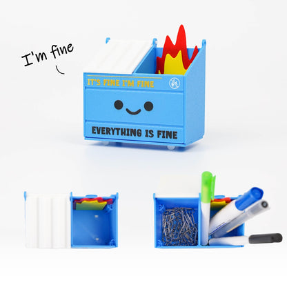 Tian Zhun Dumpster Fire Magnetic Pen Holder Funny Blue Magnetic Pencil Holder Magnetic Locker Organizer for Refrigerator Whiteboard Home Office Hospital Marker pen storage