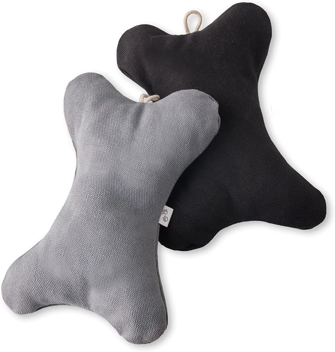 Pet Passion 2-Pack Stuffed Bones Dog Toys Durable Cotton Canvas with Coconut Fill for All Pet Breeds, Gray Ombre, One Size
