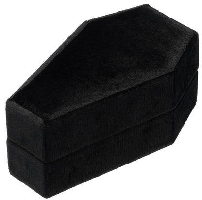 Giftop Velvet Coffin Ring Box Case Holder for Gothic Wedding Ceremony Jewelry Organizer Decorations (Black)