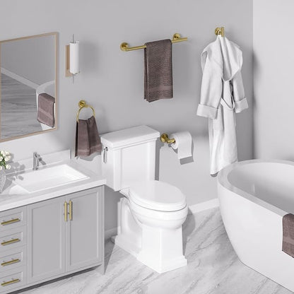 USHOWER Brushed Gold Bathroom Accessories Set, 18-Inch Towel Bar Set Wall Mounted, Durable SUS304 Stainless Steel Bathroom Hardware Set, 8-Piece