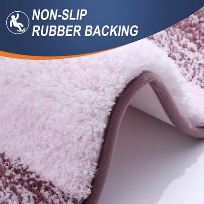 OLANLY Bathroom Runner Rugs Mat 47x17, Extra Soft Absorbent Microfiber Bath Rugs, Rubber Backing, Quick Dry, Washable Long Bath Mats for Bathroom Floor, Tub and Shower, Home Decor Accessories, Mauve