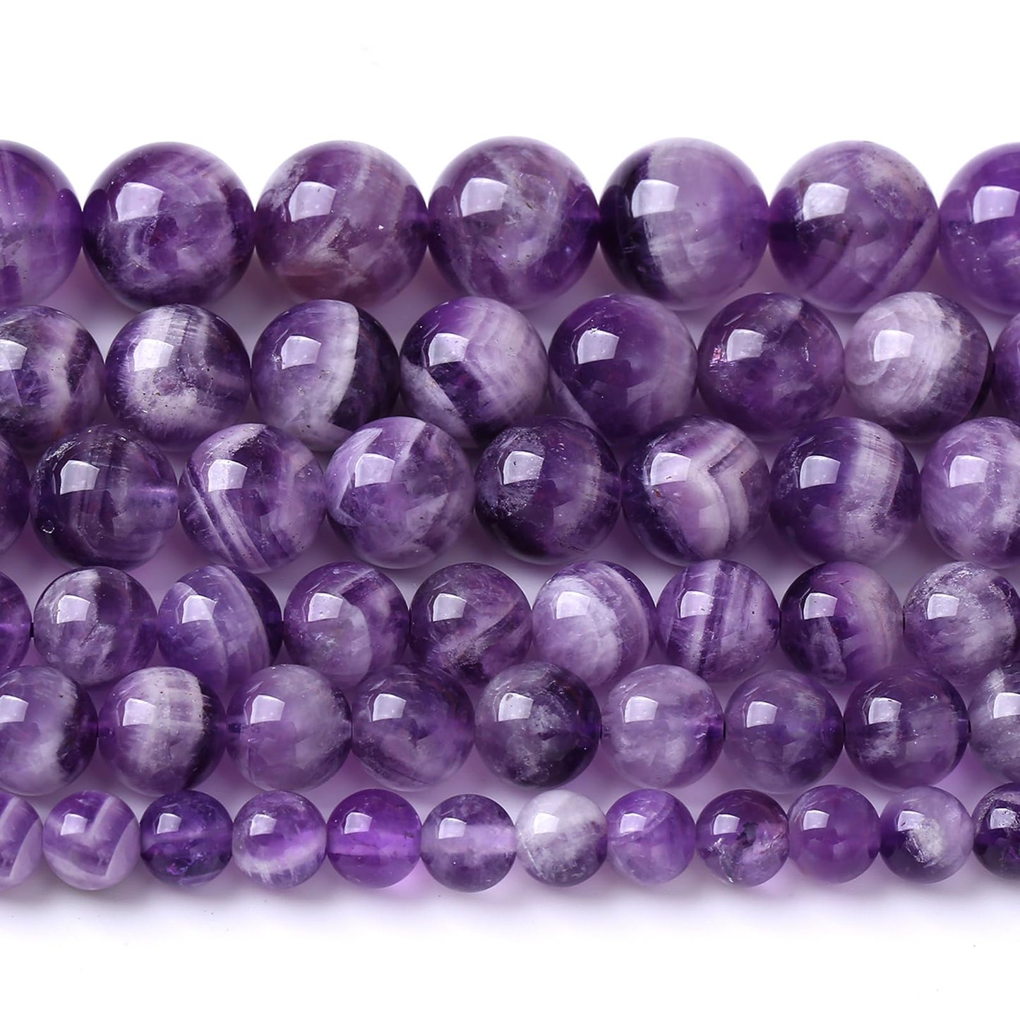 75PCS 10MM Purple Amethyst Dream Lace Beads Natural Quartz Crystal Stone Loose Beads for Jewelry Making DIY Bracelet Grade A+