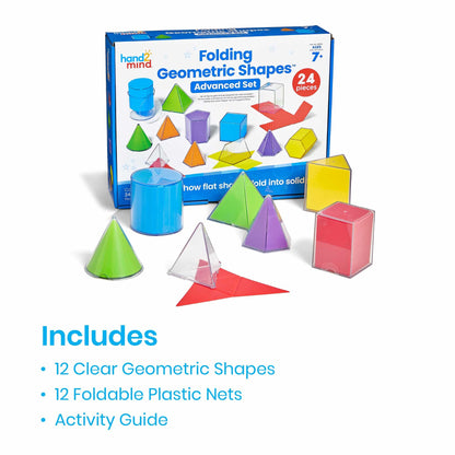 hand2mind Folding Geometric Shapes Advanced Set, 3D Geometric Shapes for Classroom, Geometry Manipulatives, Math Supplies, Montessori Math Materials, Teacher Must Haves, Home School Supplies
