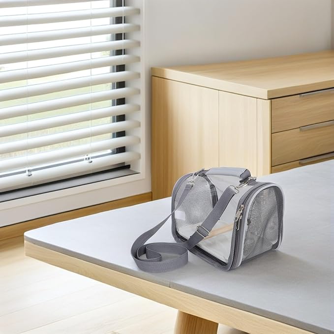 Small Bird Travel Cage Carrier Portable Parrot Carrier Bag with Breathable Mesh Small Gray Travel Cage for Budgie Conure Outdoor Transport