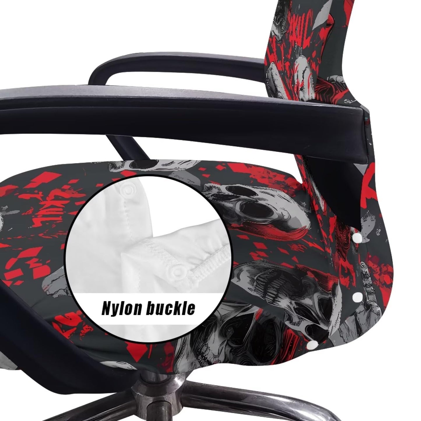 Voxugoniy Halloween Skull Office Chair Cover, Stretchable Computer Desk Chair Covers Computer Universal Protective Stretchable Chairs Seat Cover Desk Armrest Slipcovers